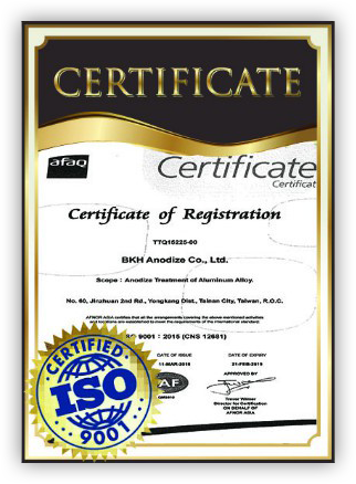 ISO 9001:2015 certifications